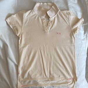Vintage short sleeve polo with text on collar